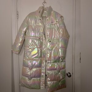 Iridescent Women's Long Puffer Coat